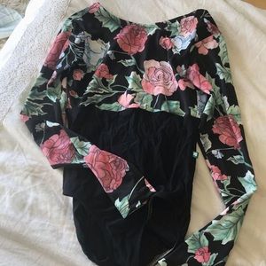 Lucky Leo roses leotard